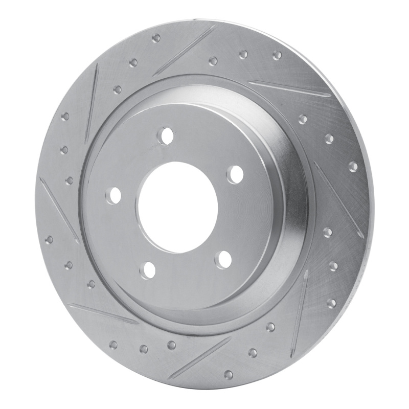 Mazda 5 Brake Rotor (1) - Rear Left - R1 Concepts - Drilled & Slotted - Silver - `06-`15